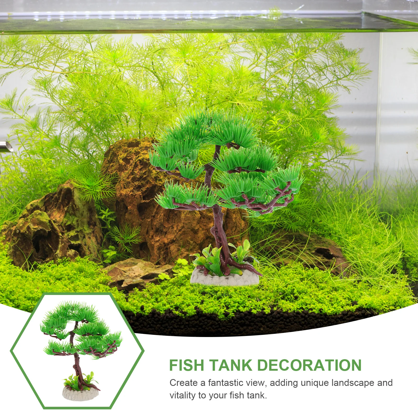 

1Pcs Artificial Pine Tree Resin Craft Aquarium Decor for Fish Tank Glass Water Tank Nature Inspired Aquarium Accessory Resin