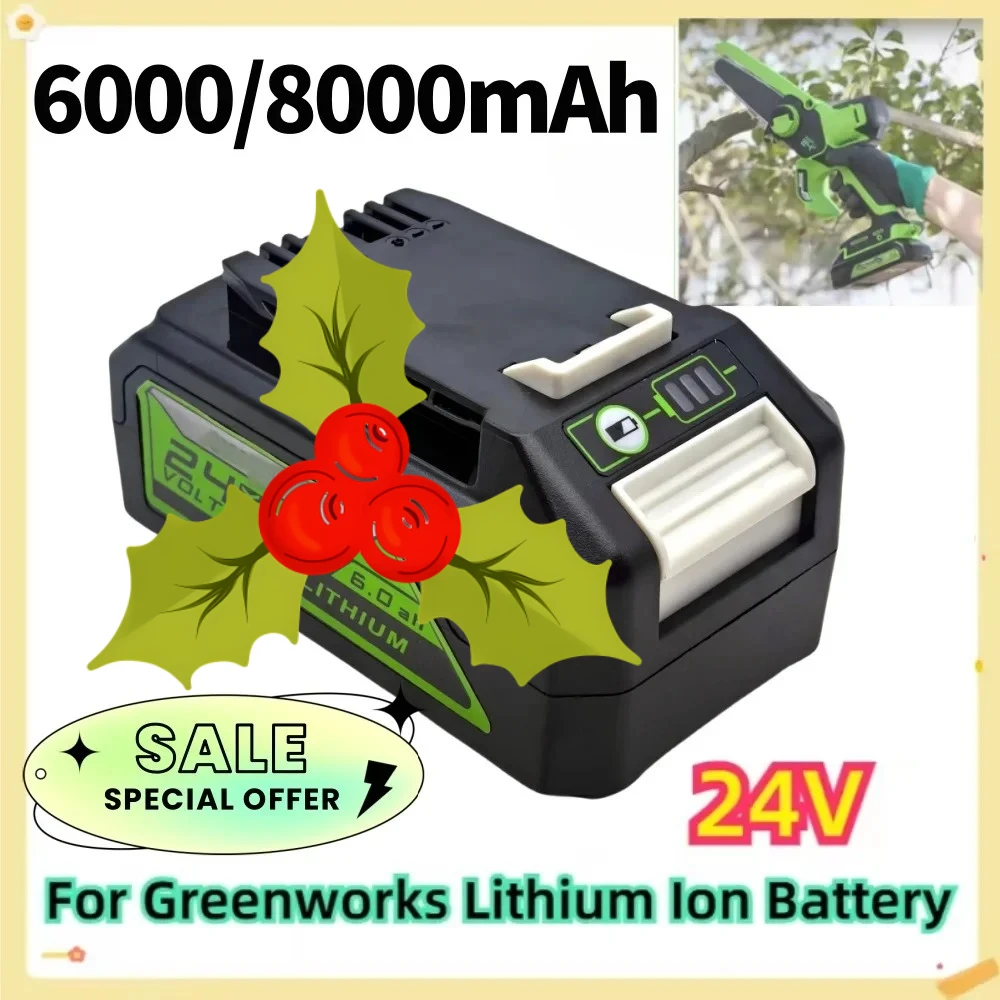 

100% New For Greenworks 24V 6.0Ah Lithium Battery for Greenworks 24V Tools MO24B410 MO48L4211 HT24B210 21342