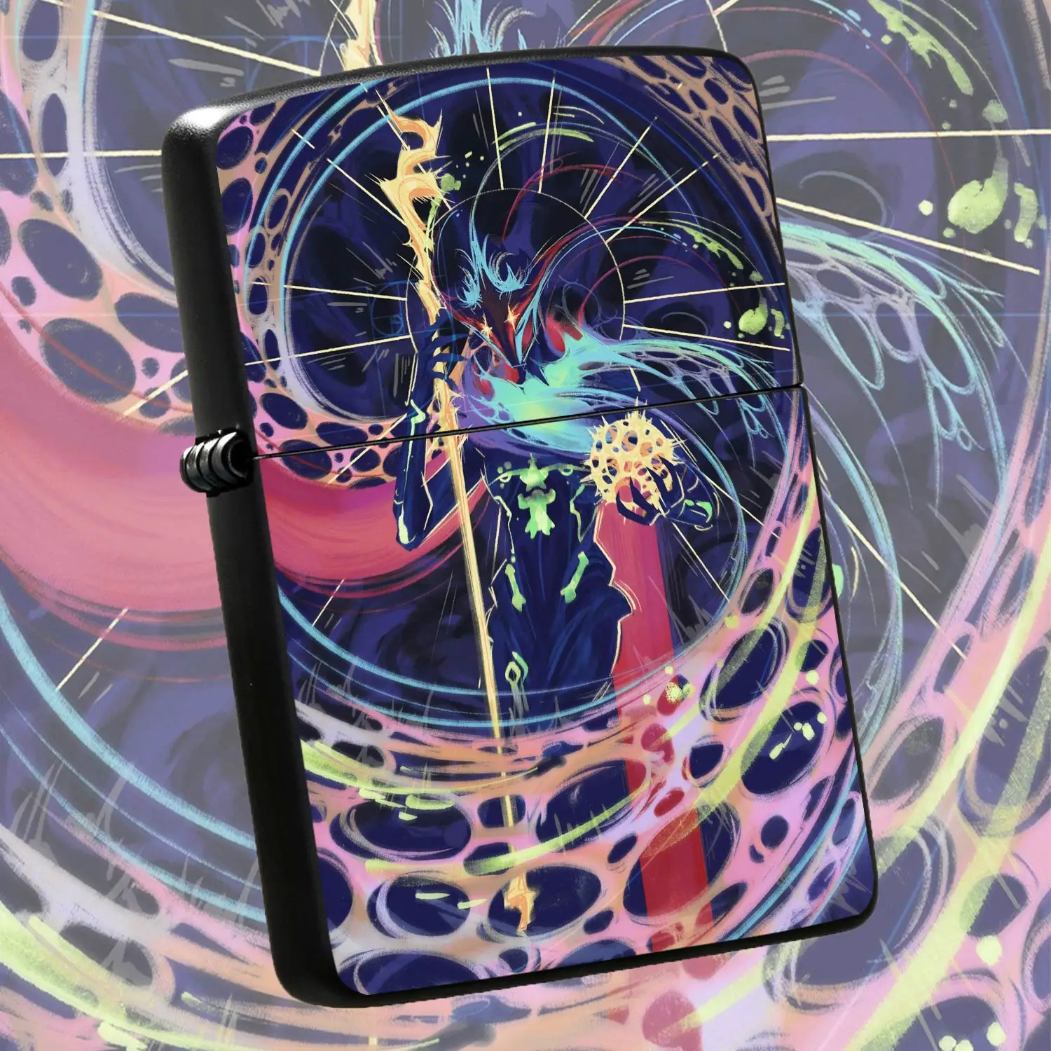 Creative Psychedelic Star Track Mage Pattern Lighter, Stylish Portable All-Scene Usable Igniter, Ideal For Outdoor Picnic, Incense Lighting, Holiday Decor, Daily Use, Unique Fantasy Artwork, Exquisite Practical Gift For Friends And Family O