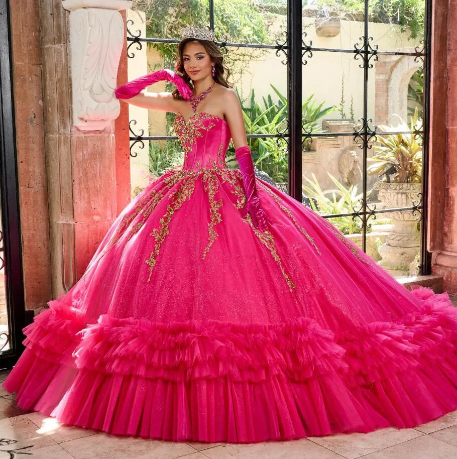 Po Pink Rotterdam Kly Princess Quinceanera fur ses, Gillter Applique, Beaded Sweetheart, Educational Prom, Sweet 16 Gown, 15 ans