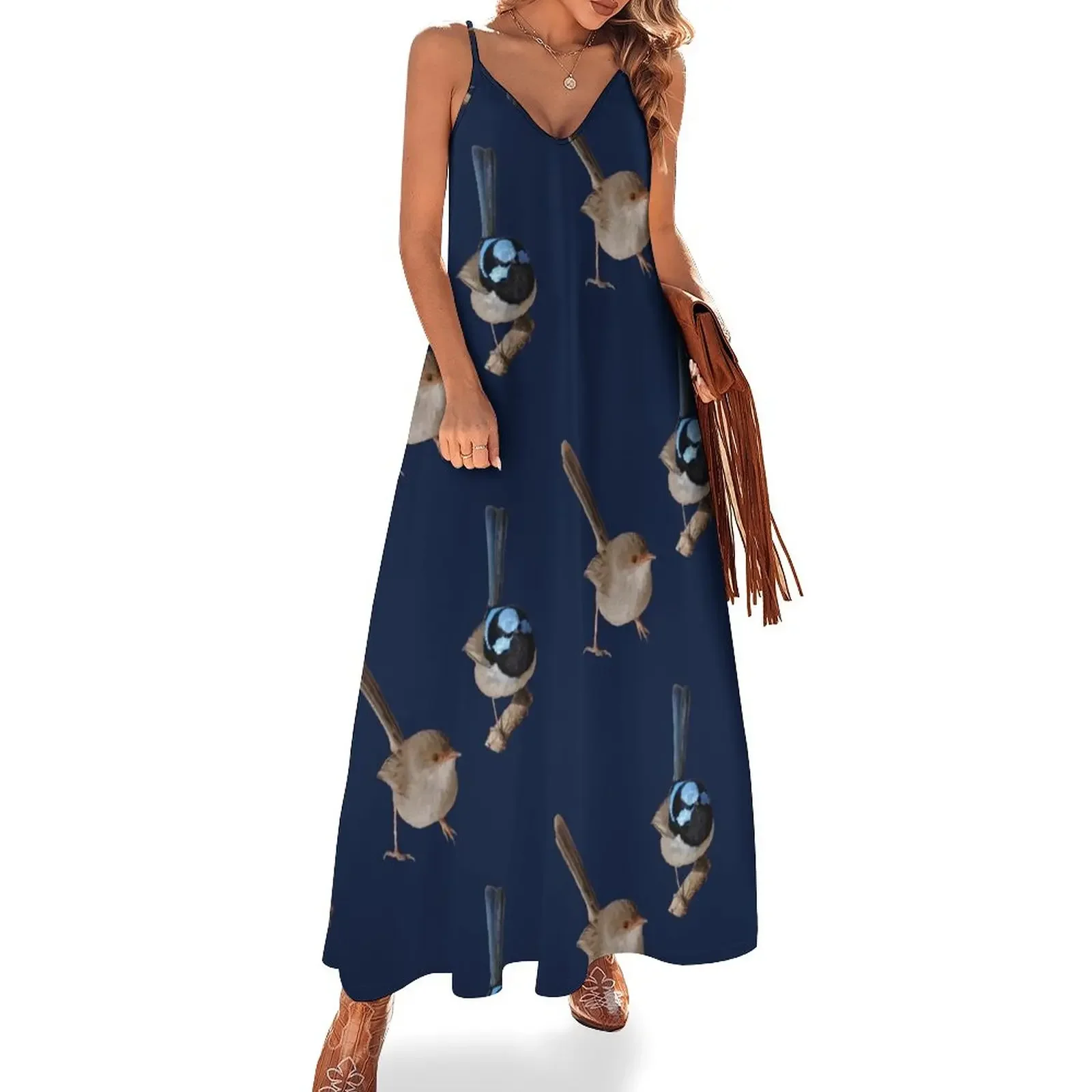 

Superb Fairy-wrens male and female 3 Sleeveless Dress Long dresses loose women's dress