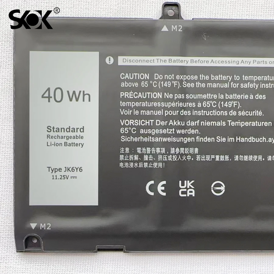 JK6Y6 (11.25V 40Wh)Laptop Battery Compatible with Dell Latitude 3410 3510 Vostro 5300 5401 5501 Inspiron 5408 5501 5508 Series