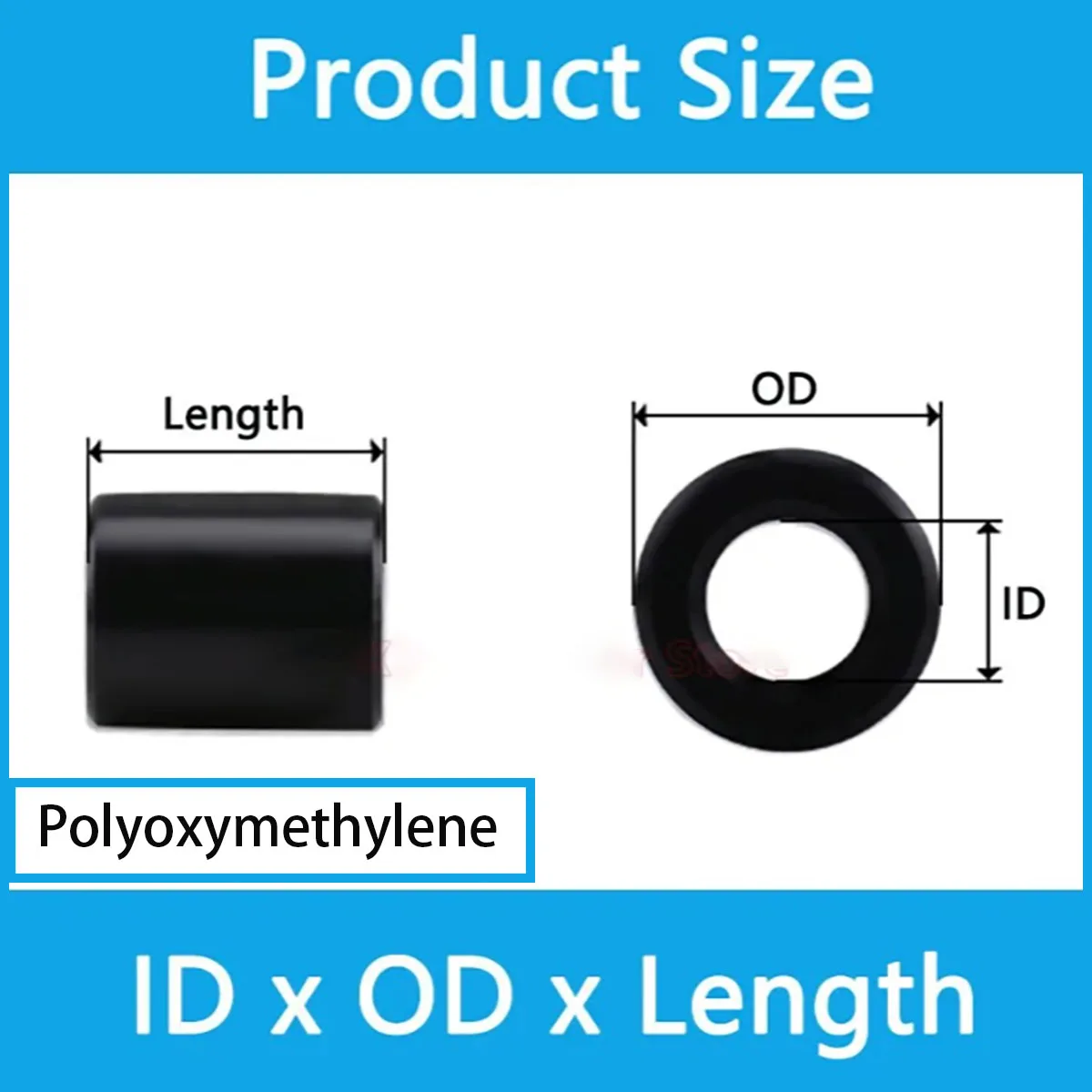 Black POM Bushing M3-M10 - Round Hollow Unthread Standoff Spacer Sleeve Washer, Non-Threaded Plastic Gasket for Mechanical