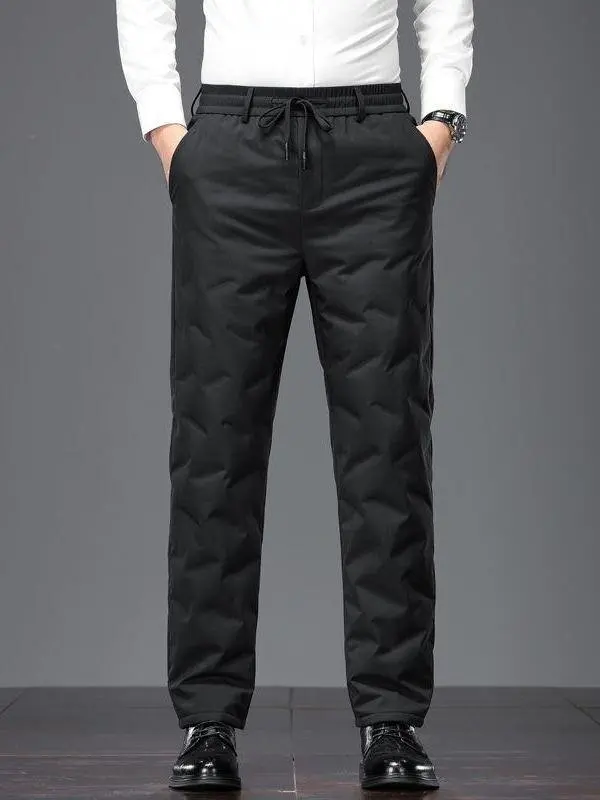 

Мужские утепленные брюки для среднего возраста, теплые, с эластичным поясом, прямые штанины, зимние, новинка