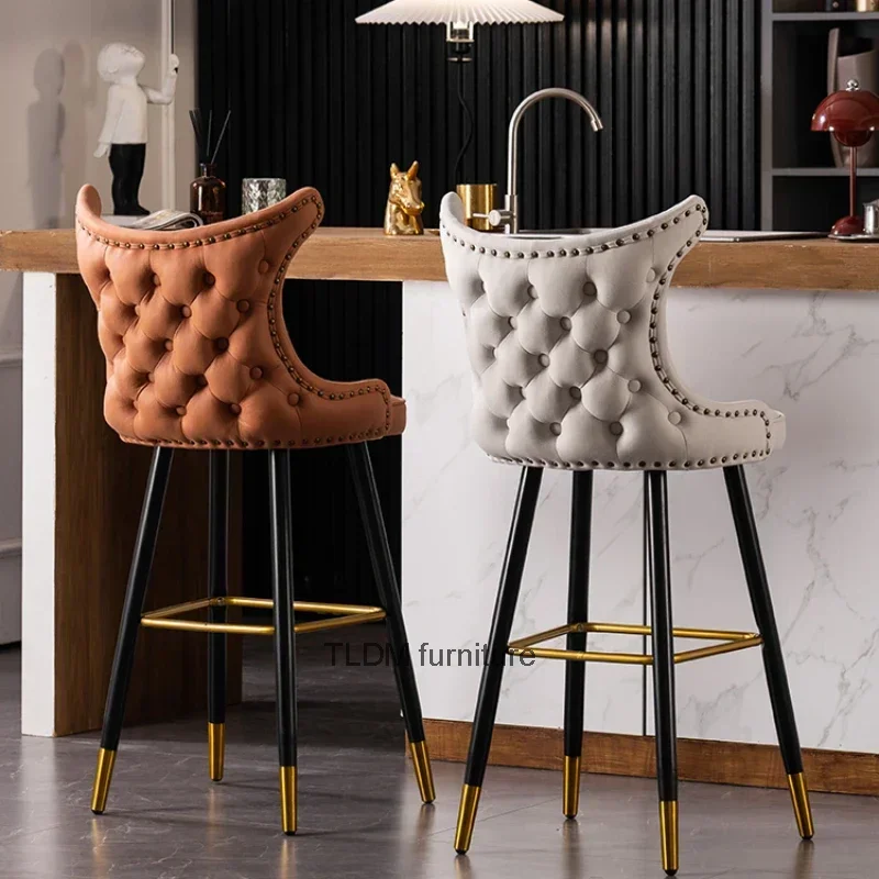 

Modern Luxury Bar Chairs High Stool Reception Minimalist Design Bar Chairs Backrest Outdoor Cadeira Home Furniture WZ50BC