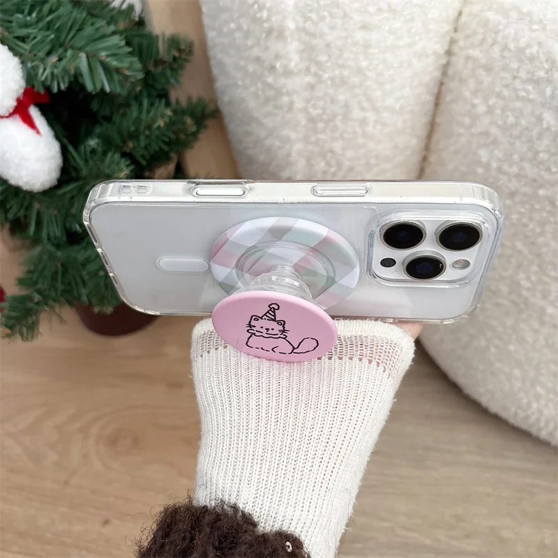 Cute Cartoon Hello Kitty For Magsafe Magnetic Phone Griptok Grip Tok Stand For iPhone Foldable Smooth Holder Case view 3