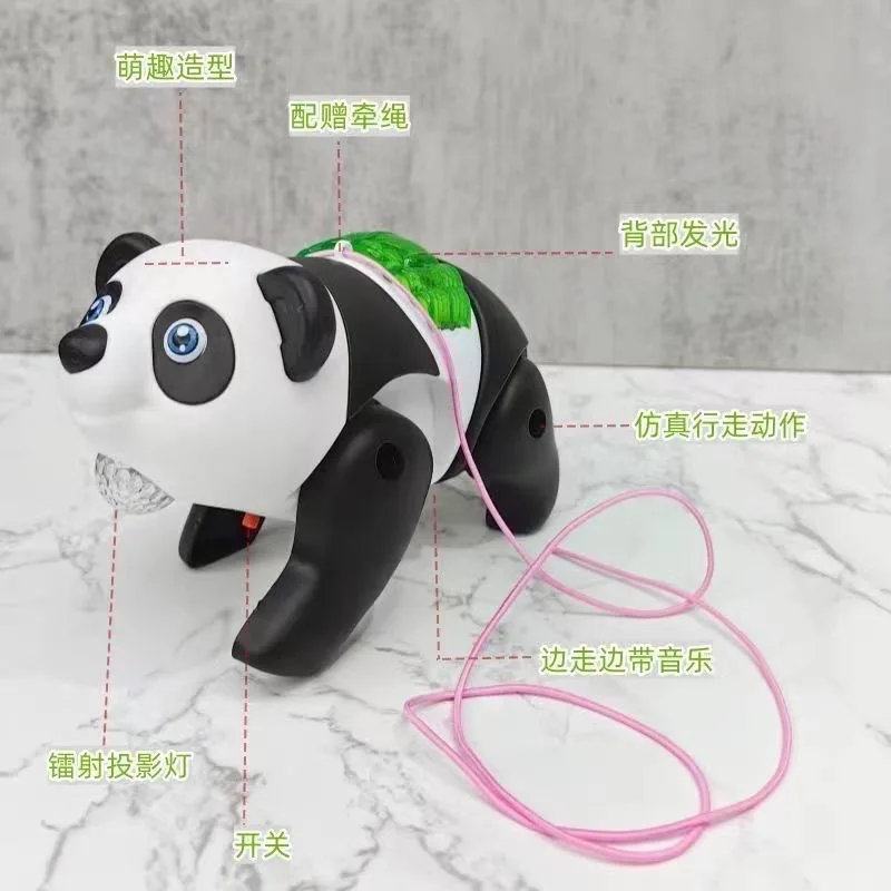 

Electric Walking Panda Toy with Cool Light And Sound Leash Children's Glowing Panda Learning to Walk Toy Gift