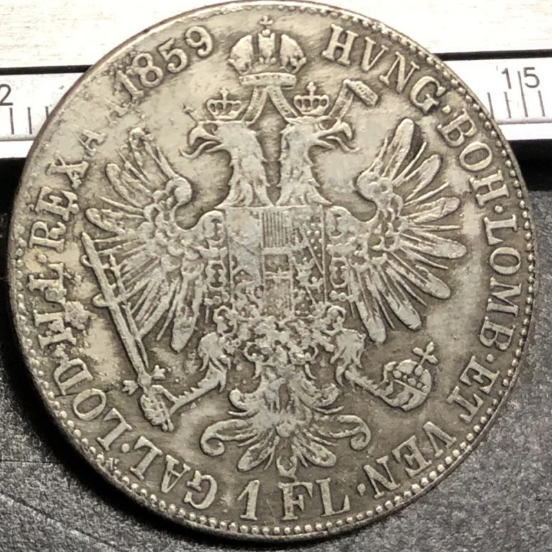 1859 Austria 1 Florin-Franz Joseph I Silver Plated Copy Coin - Image 3