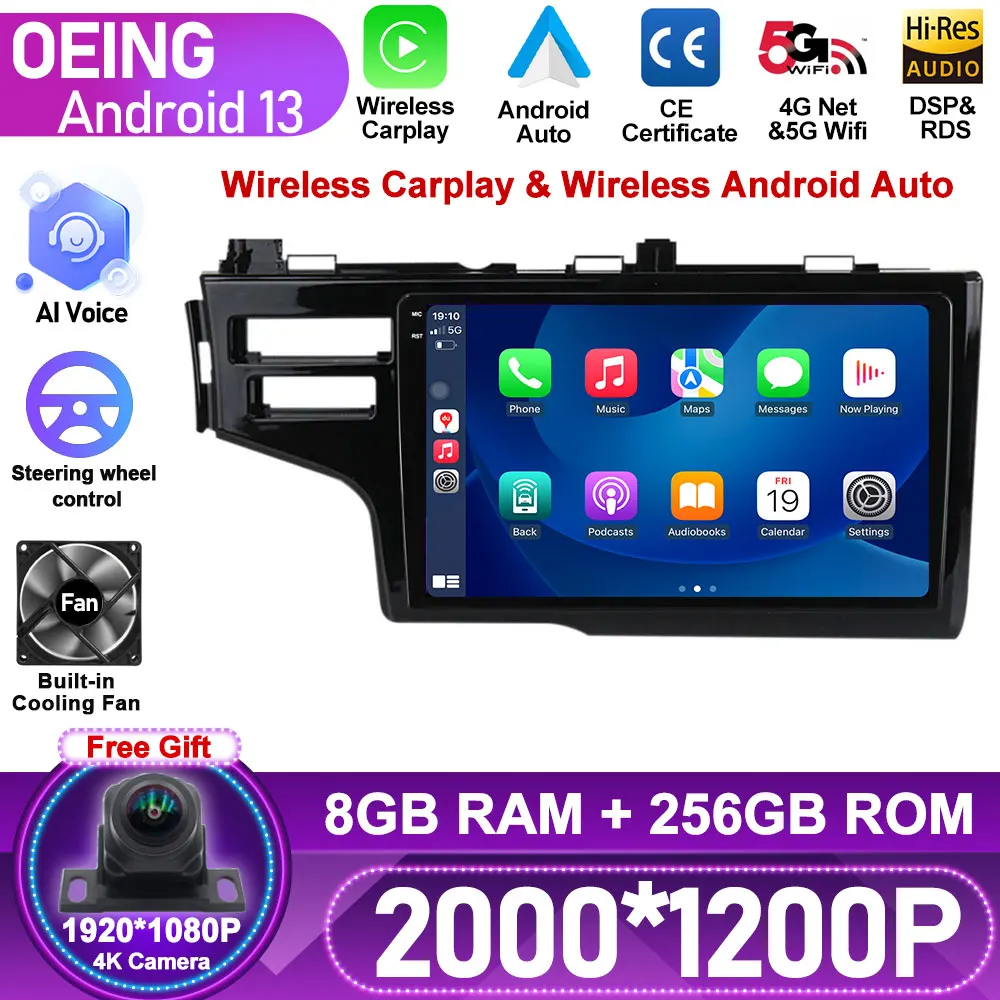 

Android For Honda Jazz 3 2015 - 2020 Fit 3 GP GK 2013 - 2020 4G+WIFI 8G+256G Car Radio Carplay Auto Multimedia Player Navigation