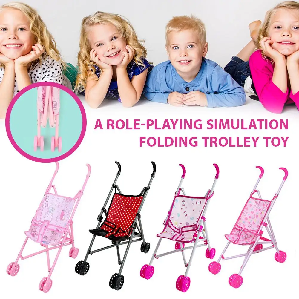 Opvouwbare kinderwagen Fantasiespel speelgoed voor kleine meisjes Jongens Kinderen Poppen Kinderwagen Kinderwagen Speelspel Kinderhuisaccessoires
