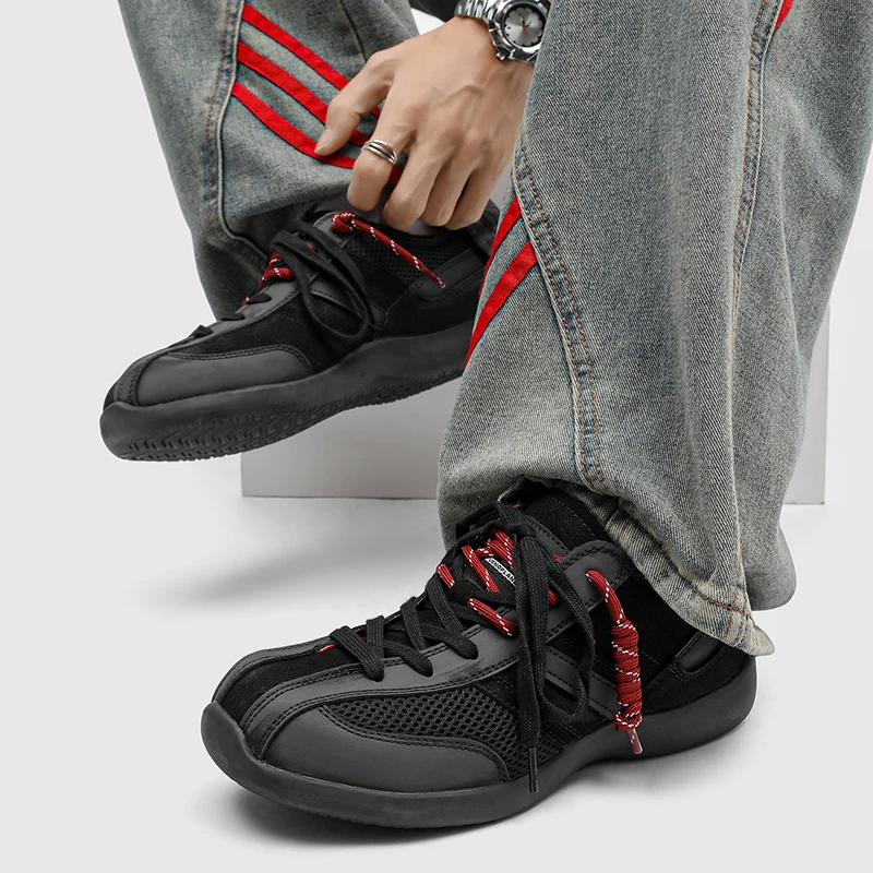 秋レッドメイクオールドスニーカー男性快適なローカット通気性メンズレーシングシューズヴィンテージレースアップカジュアルスニーカー女性フラットトレーナー