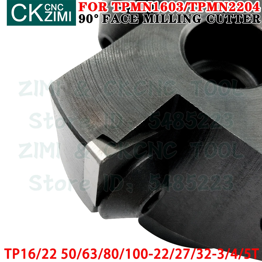 TP16 TP22 50/63/80/100mm Right angle milling cutter fast feed face milling cutter Indexable tools for TPKN TPMN 1603 2204 insert