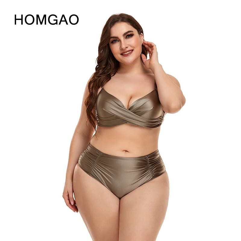 HOMGAO-bañador De talla grande para mujer,trajes de baño mujer, traje De baño Sexy con cuello en V, traje de baño mujer 2022, conjunto femenino,bikinis 2022 mujer XL-4XL