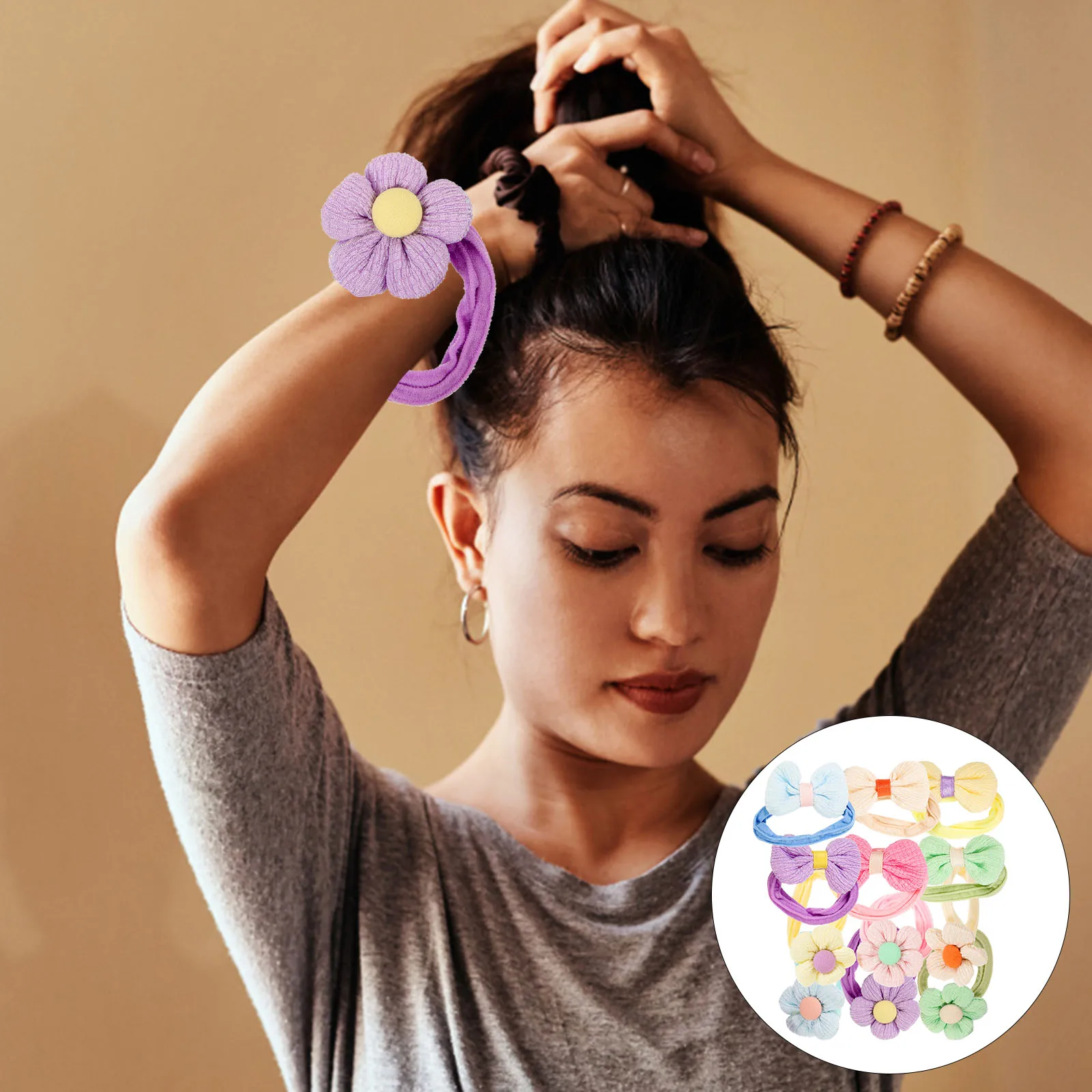 

12pcs Hair Ties Bow Accessories Set Elastic Fine Hair Scrunchies s For School Holidays