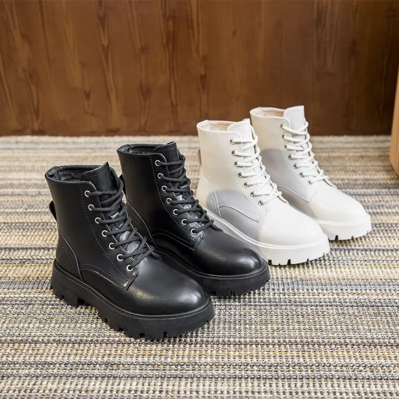 AIYUQI, botas Marton para mujer, botas de moto con cordones de otoño de cuero genuino, botines de mujer de estilo británico WHSLE MTO