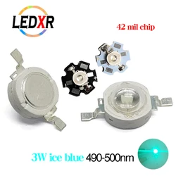 High power LED 3W ice blue 490nm -500nm 42mil chip light emitting bright light emitting diode LED lamp bead LED blue green light