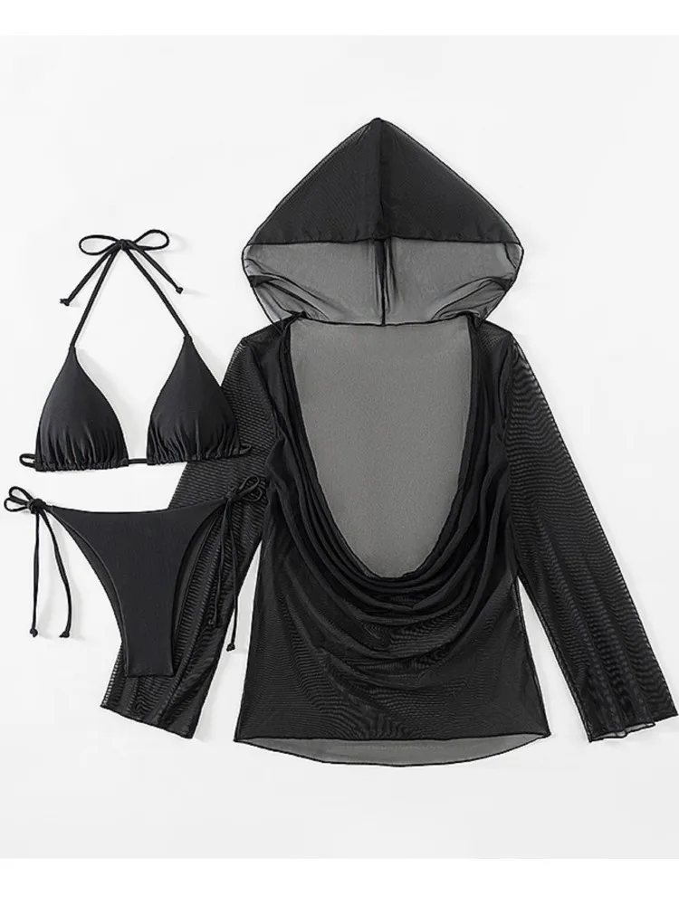 طقم مايوه بيكيني نسائي مكون من 3 قطع ، ملابس بحر مثيرة ، بدلة سباحة ، بدلة سباحة ، ملابس سباحة نسائية ، فستان متعرج ،