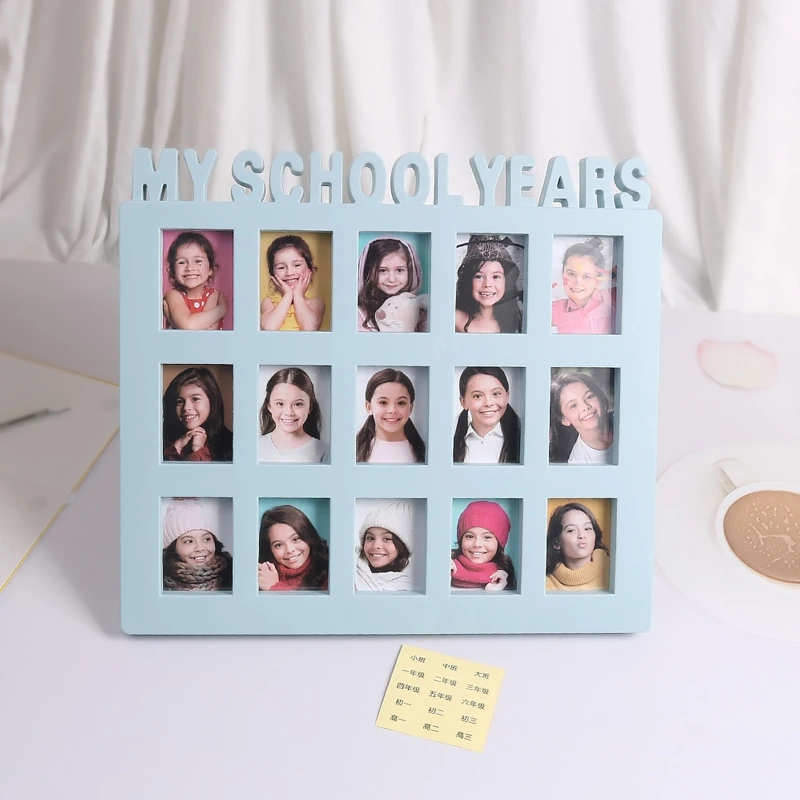 

School Years Photo Moment Student Frame Children Campus 15 Pictures Display Collage Frame Kids Memory Gift Dropship