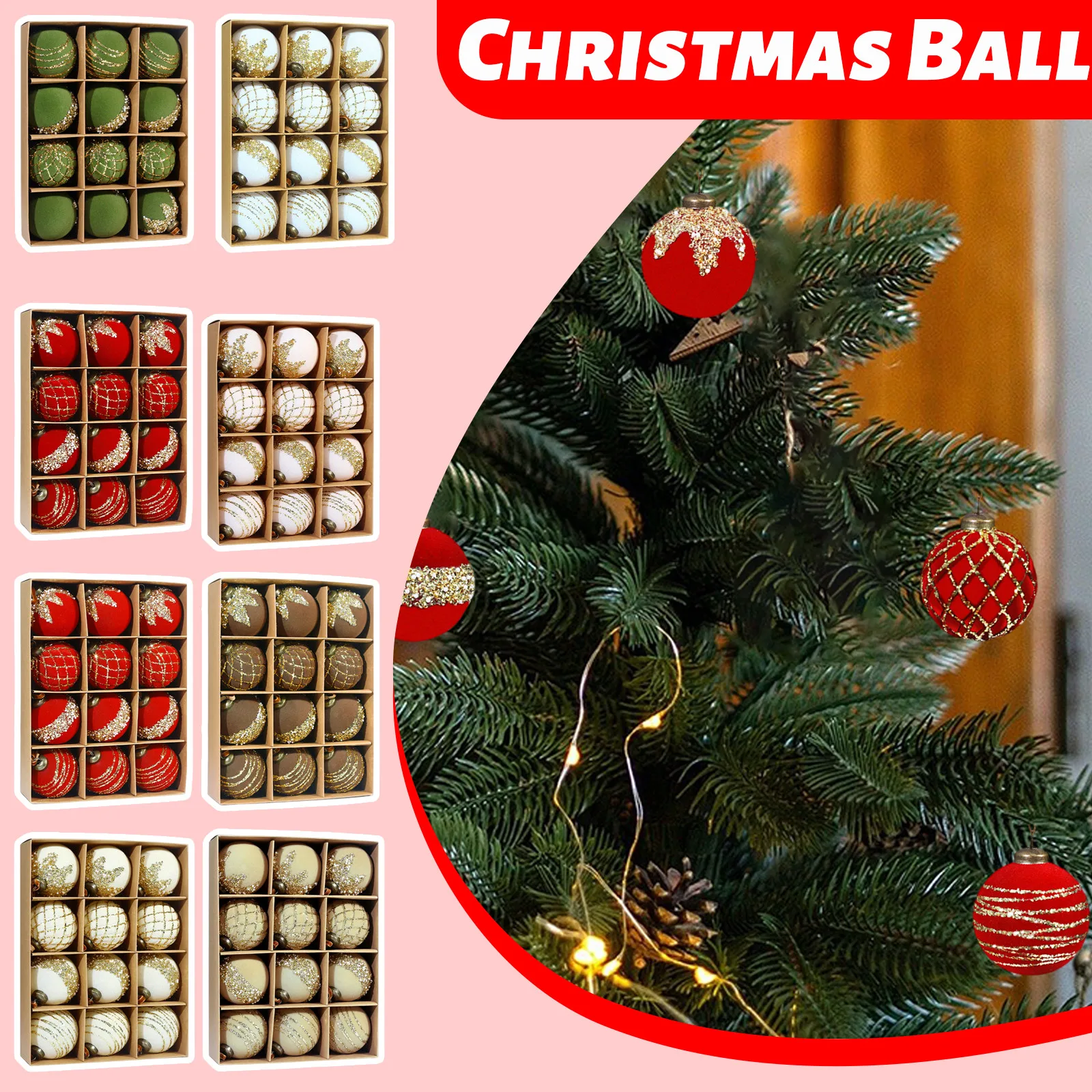 12pçs 6cm enfeites de bola de natal reunindo decoração de festa de árvore de natal ano novo esferas de natal bolas pingente