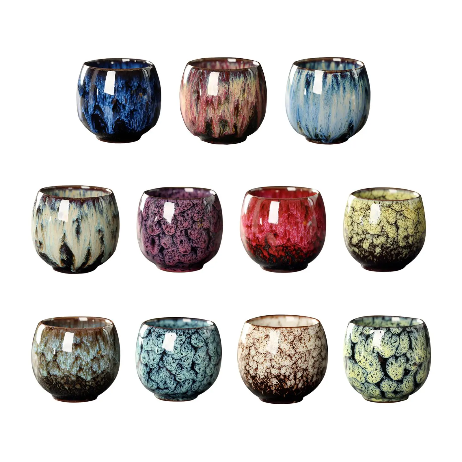 1pcs Kiln Change Handmade China Ceramic Tea Cup 110ml Temmoku Glaze Porcelain Kung Fu Cups Set Pottery Drinkware Tableware