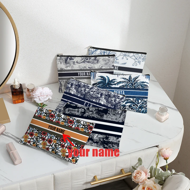 Custom Name Makeup Bag Bridesmaid Gift Travel Toiletry Cosmetic Organizer Canvas Side Bag for Ladies Pencil Case Storage Purse25