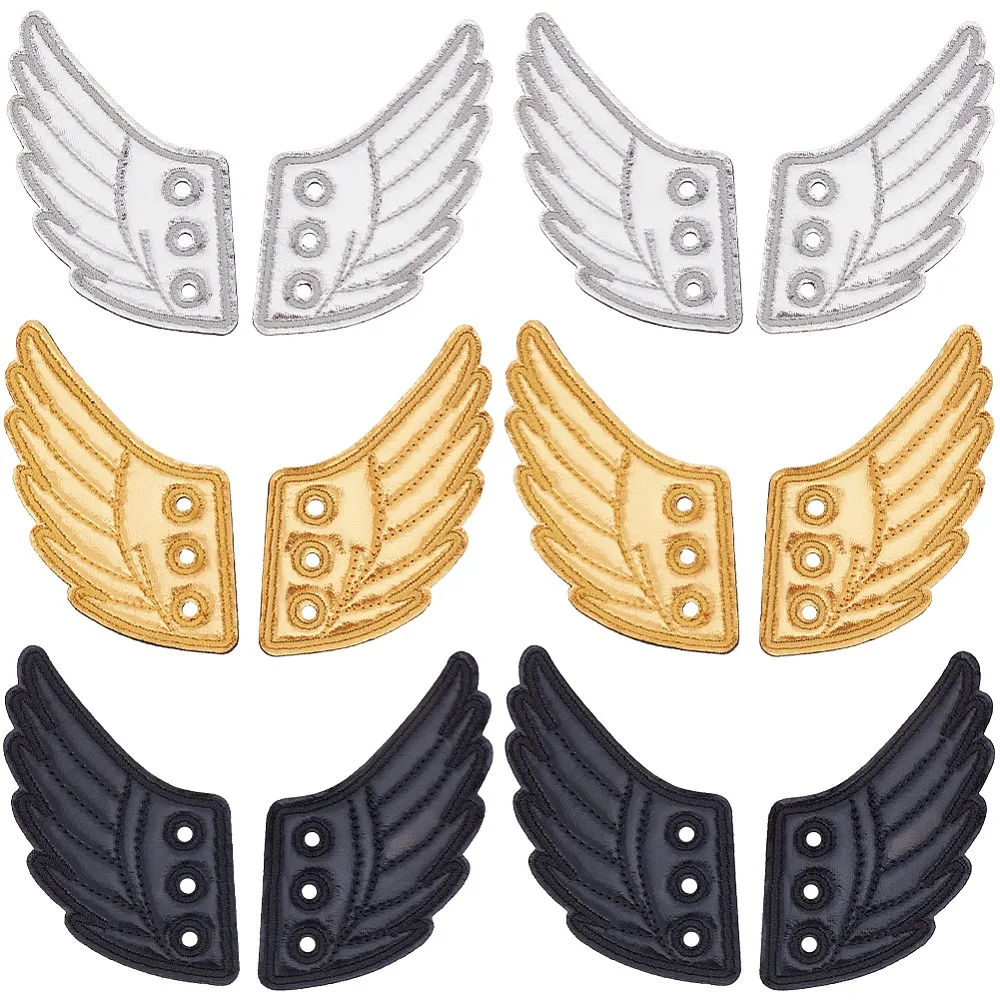 

6 пар, 3 цвета, ткань с фетровыми украшениями для обуви, аксессуары для обуви, крыло, разноцветные, 110x70 мм, 2 пары/цвета