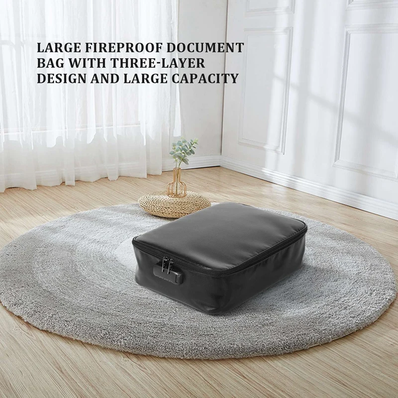 잠금 장치가 있는 문서 가방, 지퍼가 있는 내화성 3 층, 노트북용