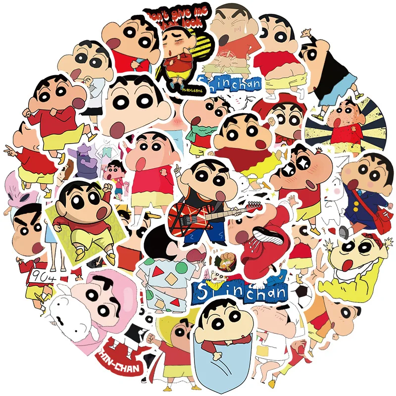 50 قطعة تلوين شين تشان أنيمي الكرتون ملصق DIY بها بنفسك الهاتف المحمول الأمتعة سكيت الكتابة على الجدران الشارات متعة لعبة طفل