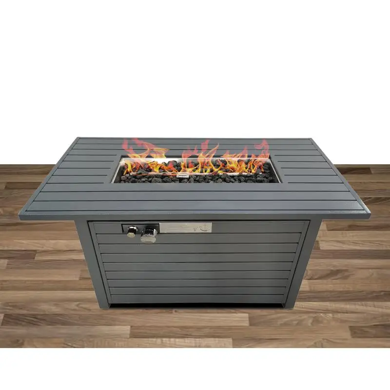

Steel Outdoor Fire Pit Table 25"H x 42"W with Lid, Gray Finish