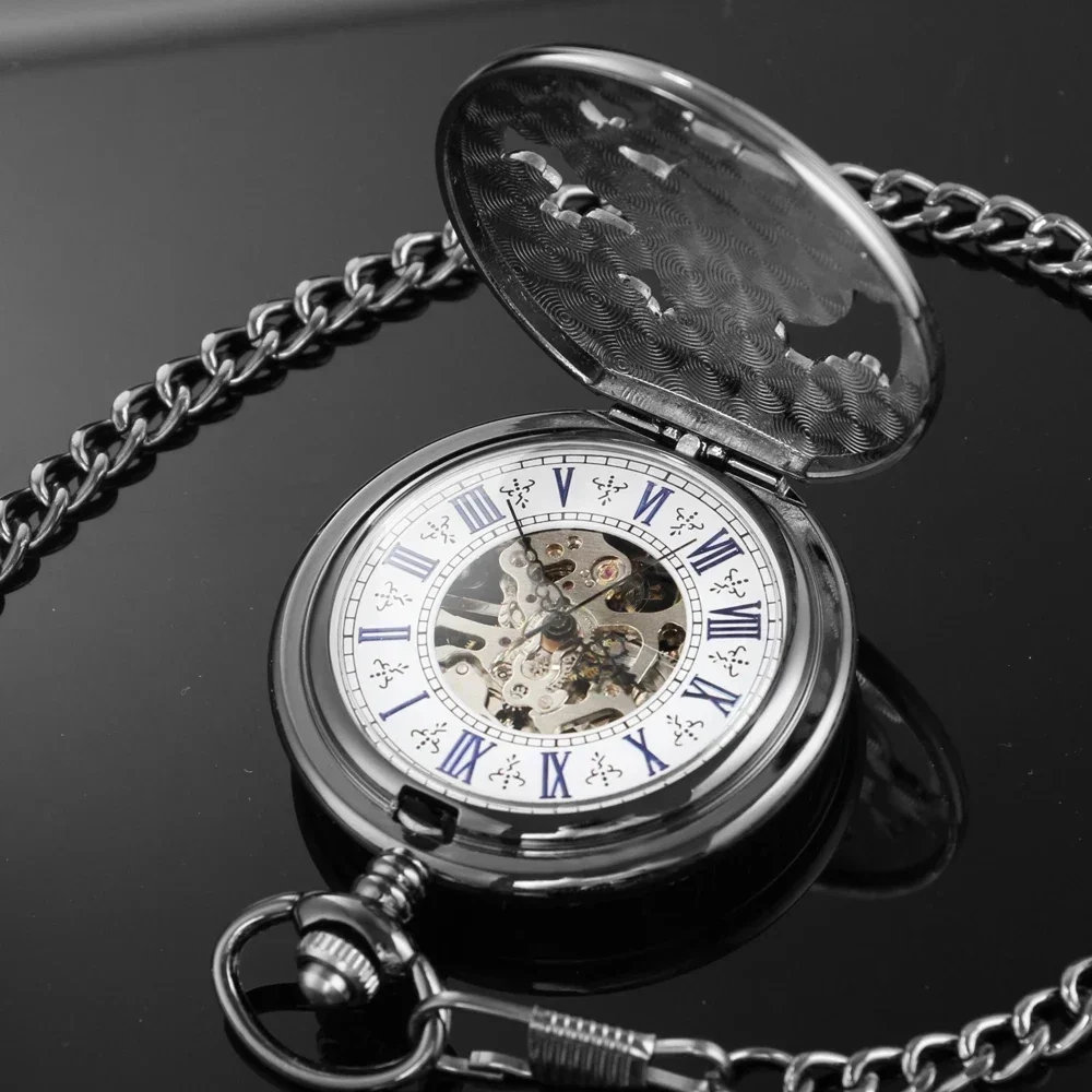 ساعة جيب يدوية ميكانيكية عتيقة على شكل نسر مجوف للرجال هدية ساعة أنيقة عتيقة #5