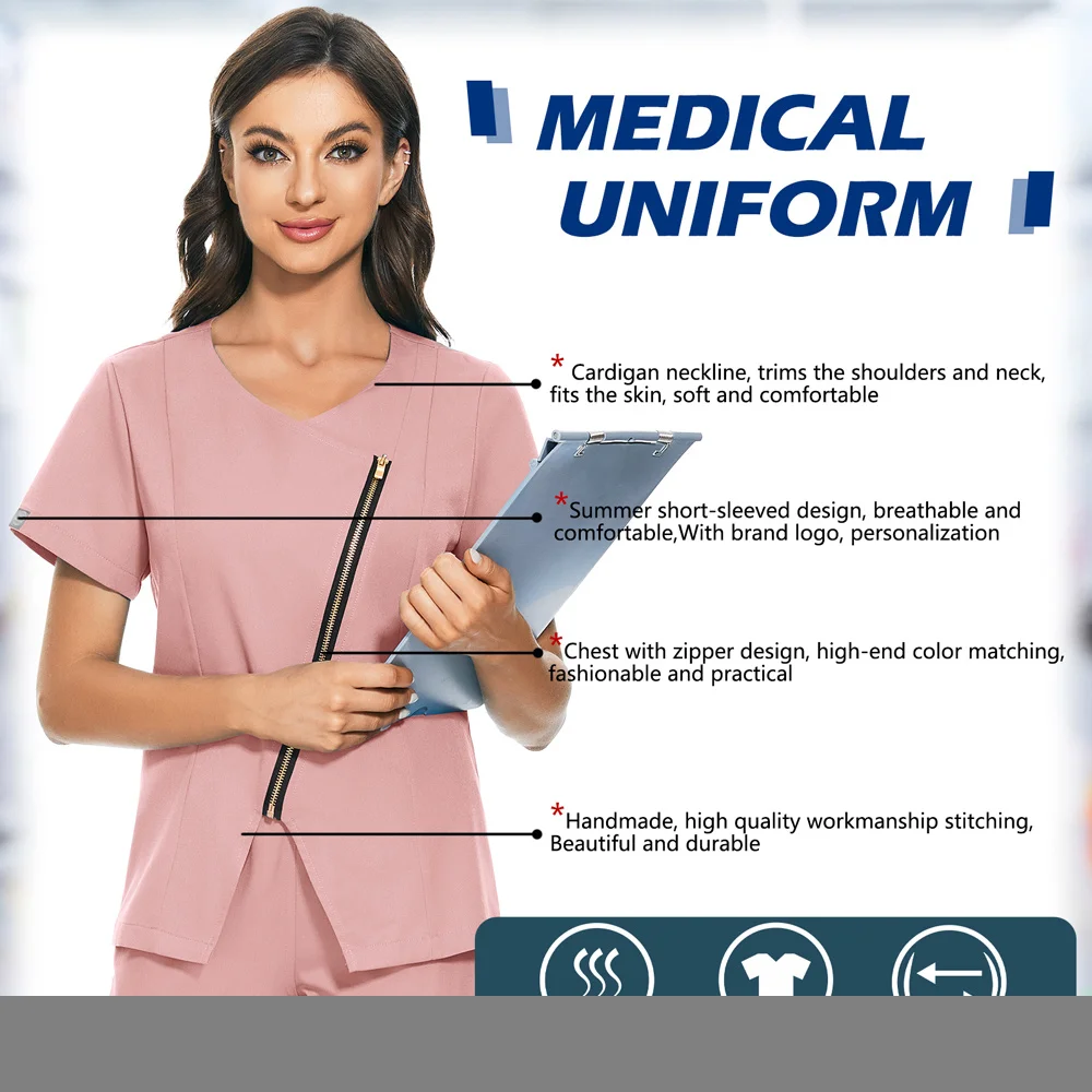 Uniformi ospedaliere uniforme da infermiera medica abbigliamento da lavoro per Hotel Scrub da infermiera top manica corta Scrub Shirt medico camicetta elastica