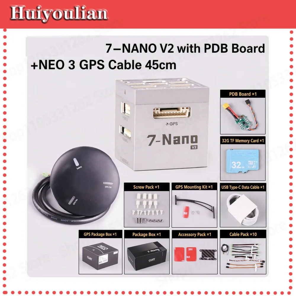 7-NANO V2 Flight Controller PDB NEO 3 GPS 45cm Cable Dual IMU PX4 ArduPilot for Multirotor Fixed Wing UAV Drone
