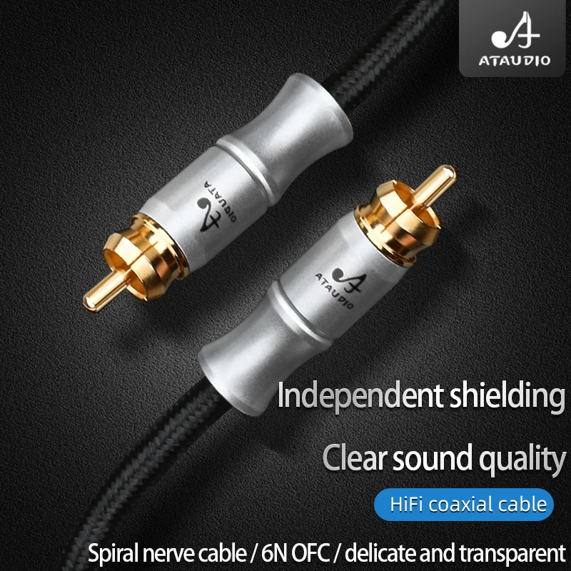 ATAUDIO HIFI RCA Digital Coaxial Audio Cable Male Stereo Connector for TV DVD Amplifier Hifi Subwoofer