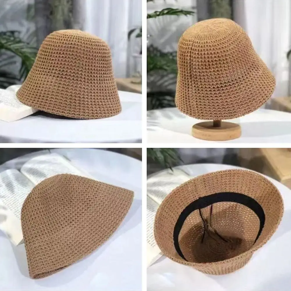 Breathable Bucket Hat Anti-UV Woven Hat Fisherman Cap Women Girls