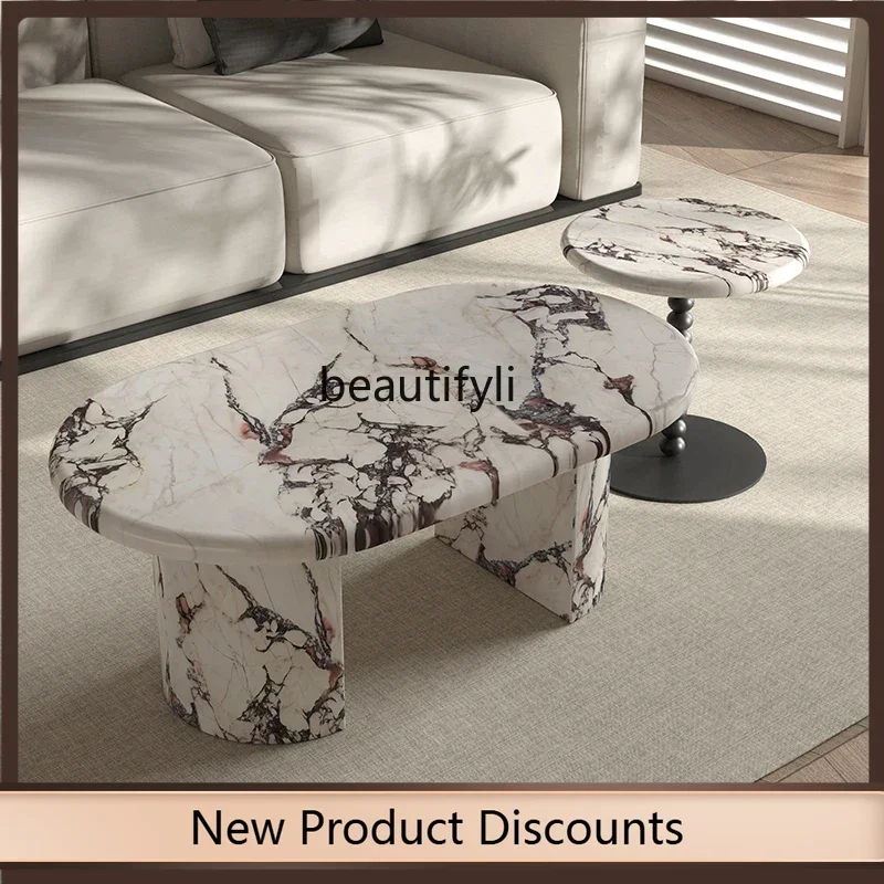 

Asmt56Marble coffee table living room home French retro light luxury modern simple side table