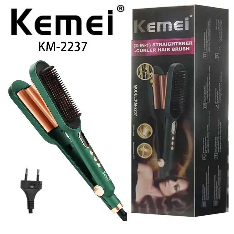 Kemei cabelo alisamento escova, molhado e seco cabelo alisamento escova, Abs Material, 160 Celsius, 2 em 1, km-2237