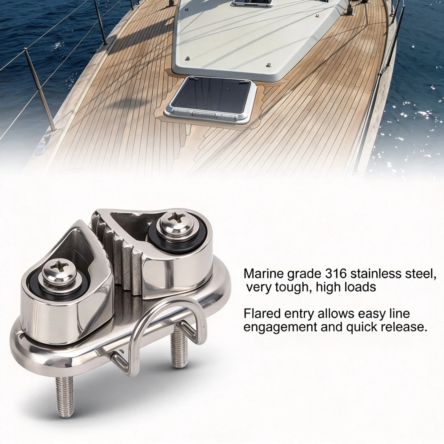 Wire Line Cleat Marine Cam Cleat 316 Stainless Steel Fairlead Leading Ring Anchor Rope Cleats Sailing Cleat for 3 to 12mm Rope