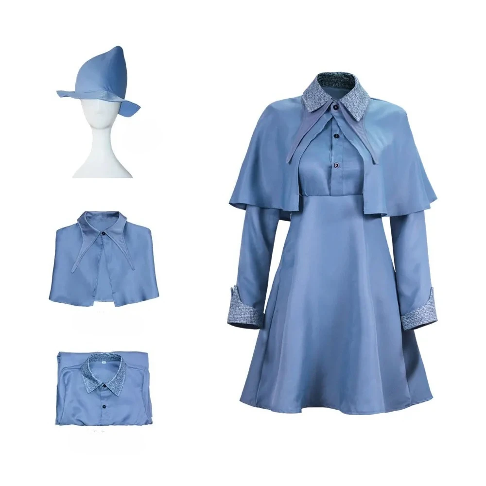 

Cosplay Wizard School Witch Fleur Isabelle Delacour Cosplay Costume Magic Women School Uniform Hat Dress Suit Halloween