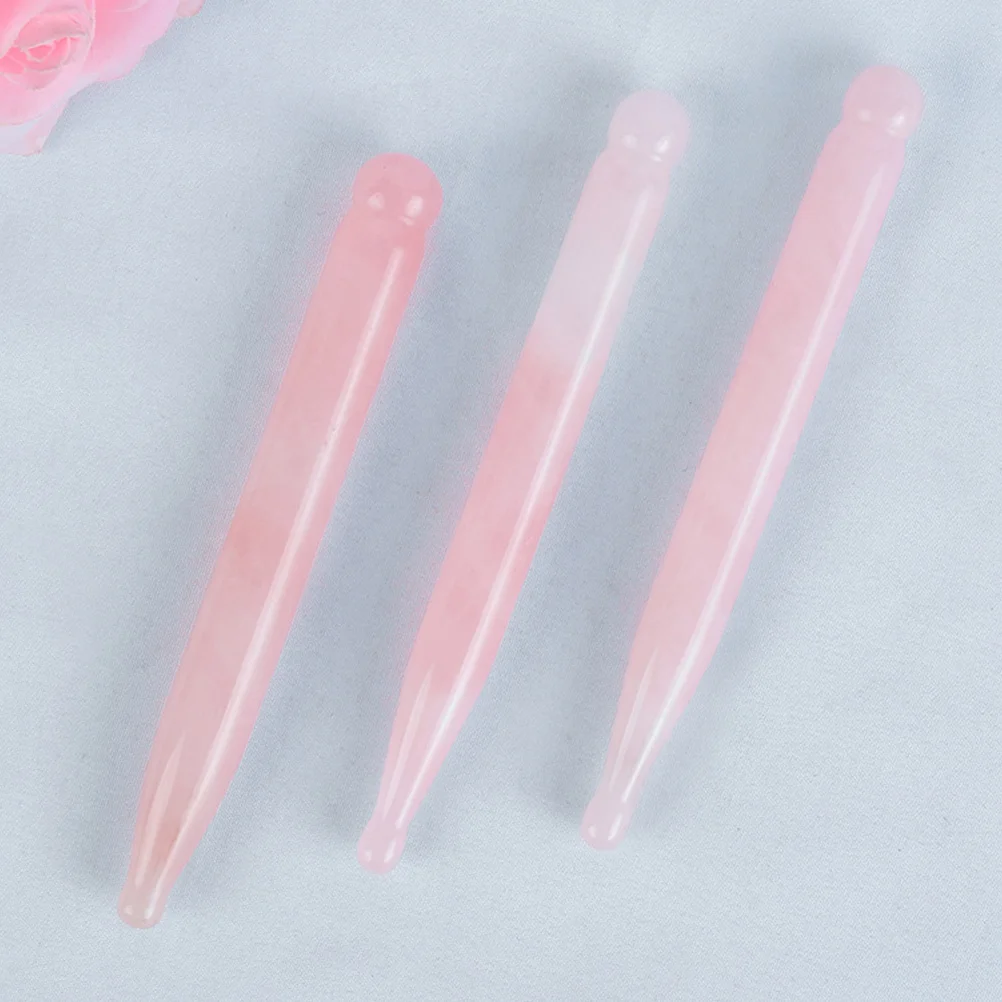 แท่งนวดคริสตัลโรสควอตซ์ แท่งกัวซาหยกธรรมชาติสำหรับบำบัดจุดฝังเข็มบนใบหน้าและดวงตา และเครื่องมือนวดตัว