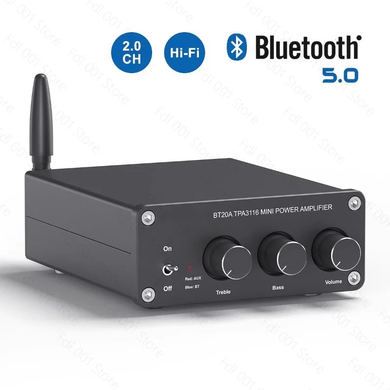 BT20A Pro Stereo Amplifier | 100W x2 Bluetooth 5.0 Mini High fidelity Class D Power Amplifier with Bass and Treble Control |