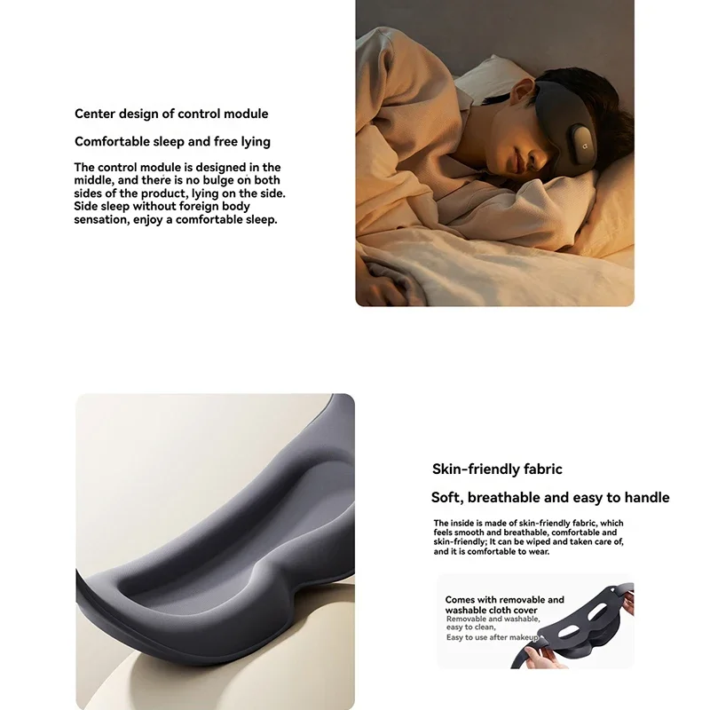 قناع عين للتدليك الذكي من Xiaomi Mijia، ضغط ساخن، تدليك اهتزاز ثلاثي الأبعاد، تظليل 800 مللي أمبير في الساعة، مدلك عين ذكي لتطبيق Mi Home