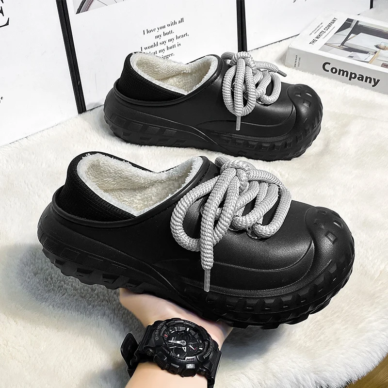 Men Winter Slippers Women Cotton Slides Fashion Outdoor Male Warm Shoes Designer Comfortable Lightweight Couples Snow Boots