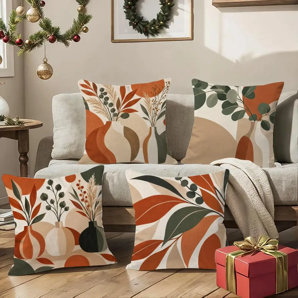 Elegant Modern Vases Cushion Cover 1/4Pcs Soft Plush Throw Pillow Cover Double-Sided Print Sofa Living Room Decor
