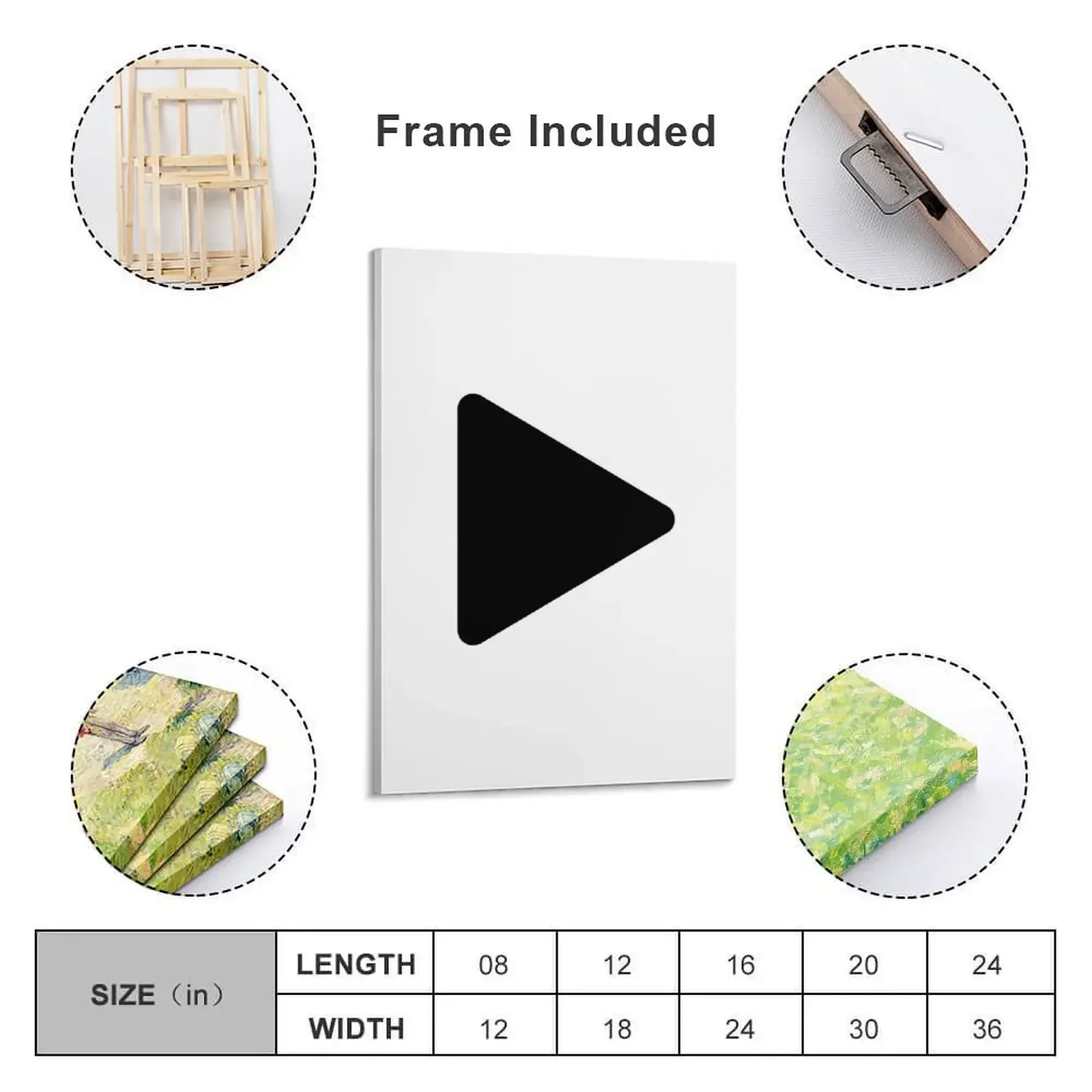 Black Play Button Of Music Player For Music Lover home Decor Canvas Painting Wall posters japanese room decor anime poster