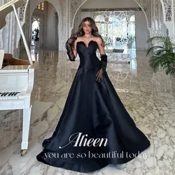 Aileen Sweetheart Sequined Lace Black Satin Elegant Party Dresses 2024 for Wedding Guest Dress Women Elegant Party Evening Gown