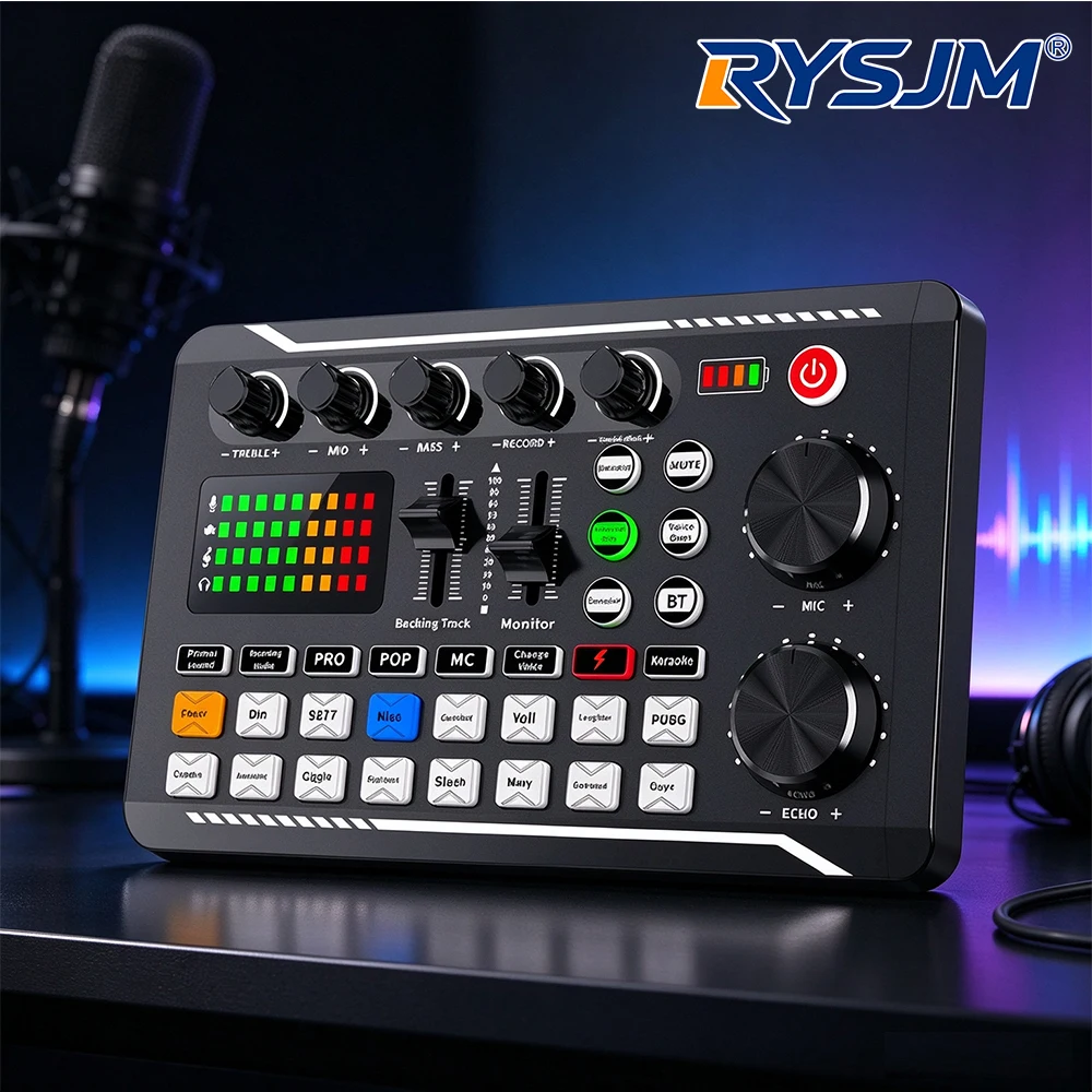 F998 Sound Card Microphone Sound Mixer Sound Card Audio Mixing Console Amplifier Live Music Mixer Amplifier Dj Equipment