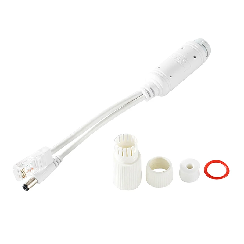 1Set Witte Kabel Supply Module Extender Met 5.5x2.1mm POE Spliter 48V Naar 12V Video En Power Adapter Voor IP Camera Splitter Netto