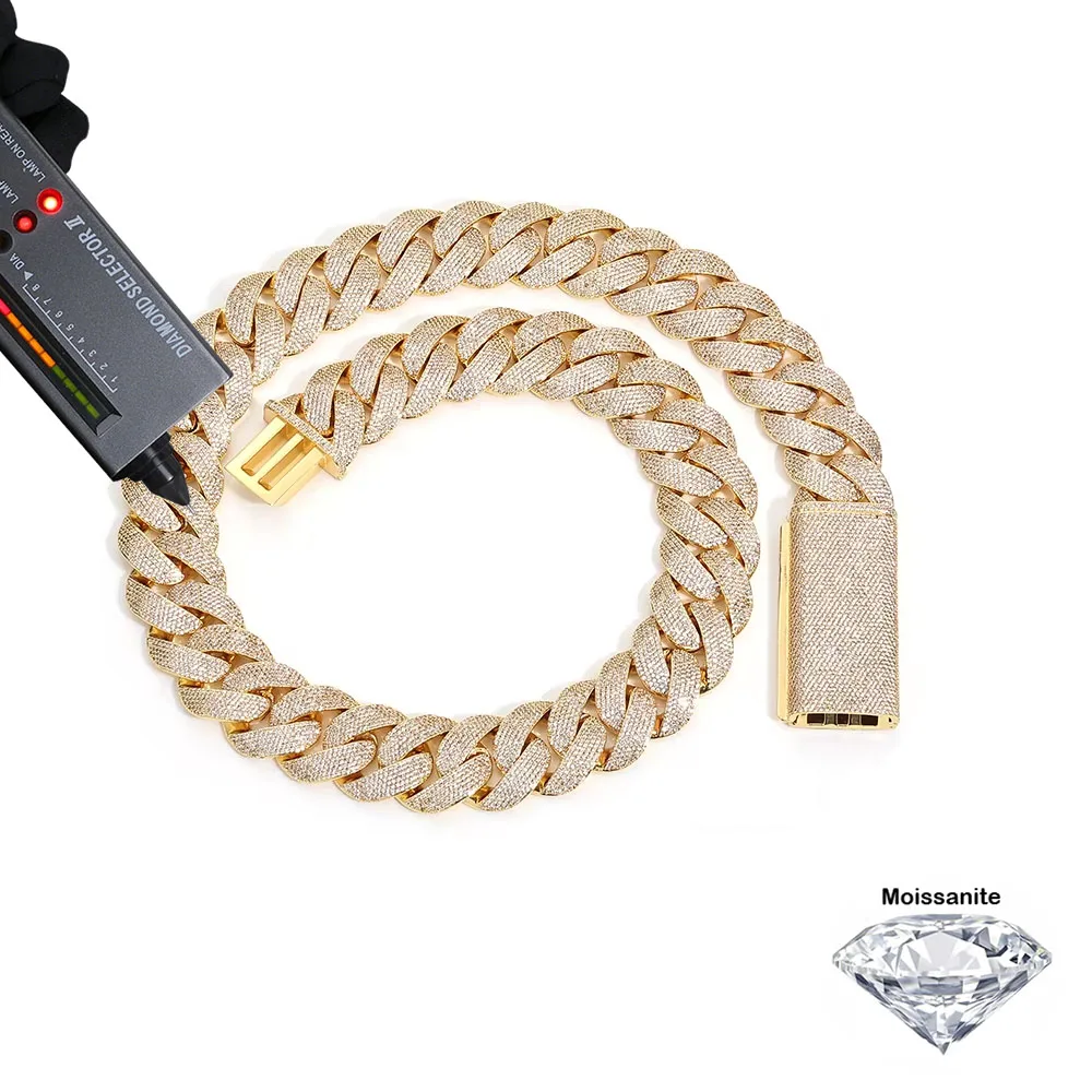 Trendy Rapper Bling Jewelry Men's Cuban Link Chain VVS Moissanite With GRA Certificate Iced Out Hip Hop Statement Necklace