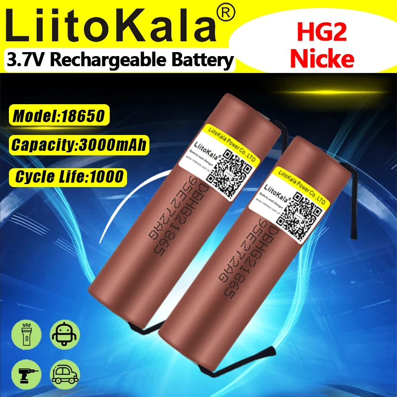 Оригинальный аккумулятор HG2 18650 3000 мАч 18650 HG2 3,6 В, разряд 20 А, предназначенный для аккумуляторов hg2 + никель «сделай сам» Оригинальный аккумулятор HG2 18650 3000 мАч 18650 HG2 3,6 В, разряд 20 А, предназначенный для аккумуляторов hg2 + никель «сделай сам»
