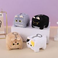 Block Cat Square Cat Plush Keychain Soft Fluffy Calico Cat Plush Toy Orange Cat Stuffed Animal Kitten Plush Doll Keyring
